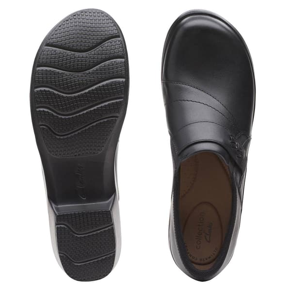 Womens Clarks&#174; Angie Pearl Black Leather Loafers