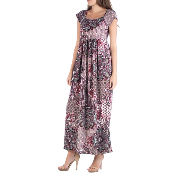 Womens 24/7 Comfort Apparel White Floral Maxi Dress