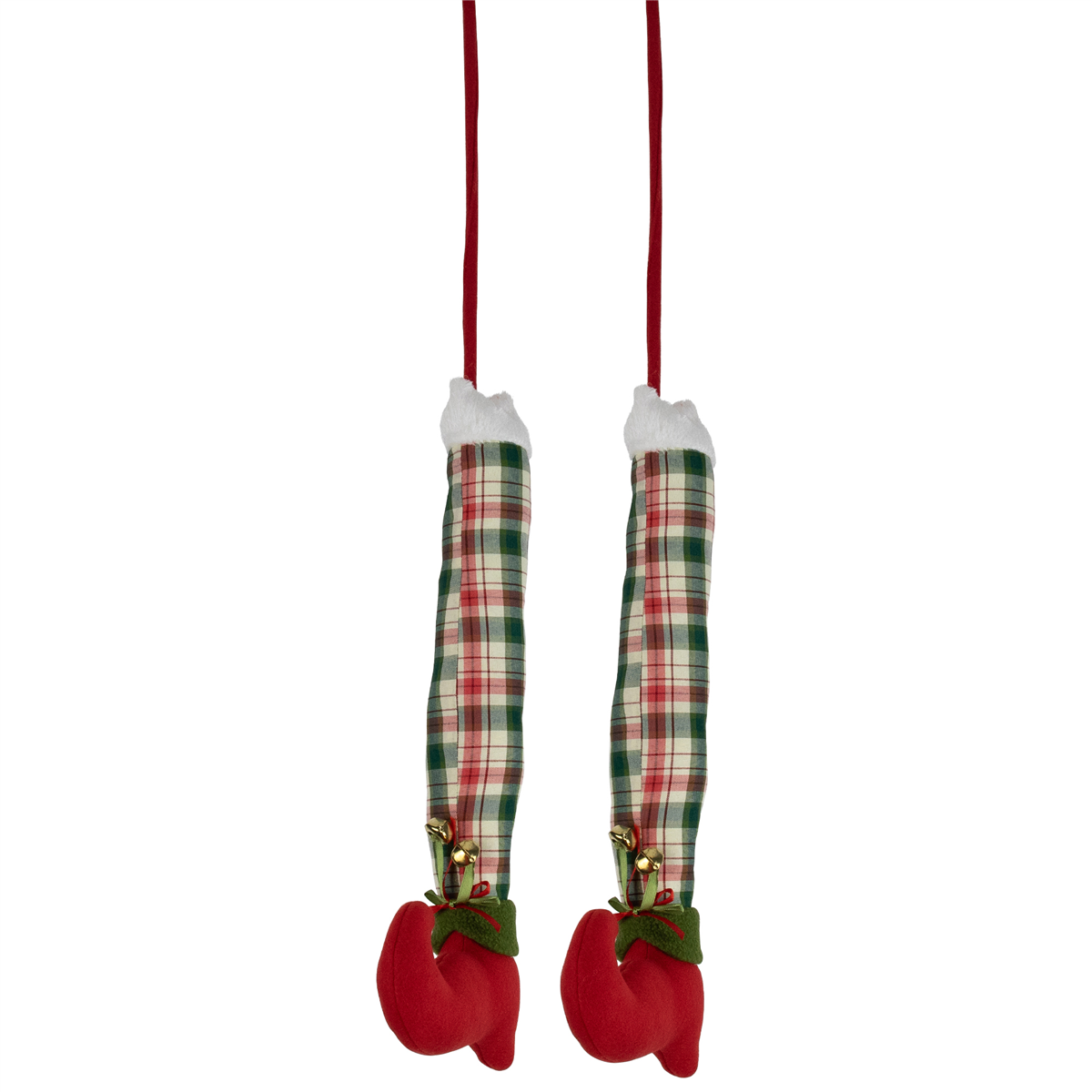 Northlight Red & Green Plaid Elf Leg Christmas Picks - Set of 2