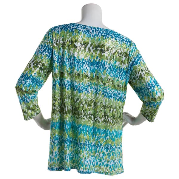 Womens Emily Daniels 3/4 Sleeve Bar Neck Spotted Foil Tee