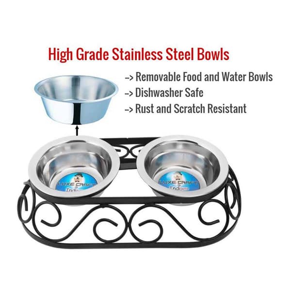 Indipets Wrought Iron Oval Crown Double Diner Feeder