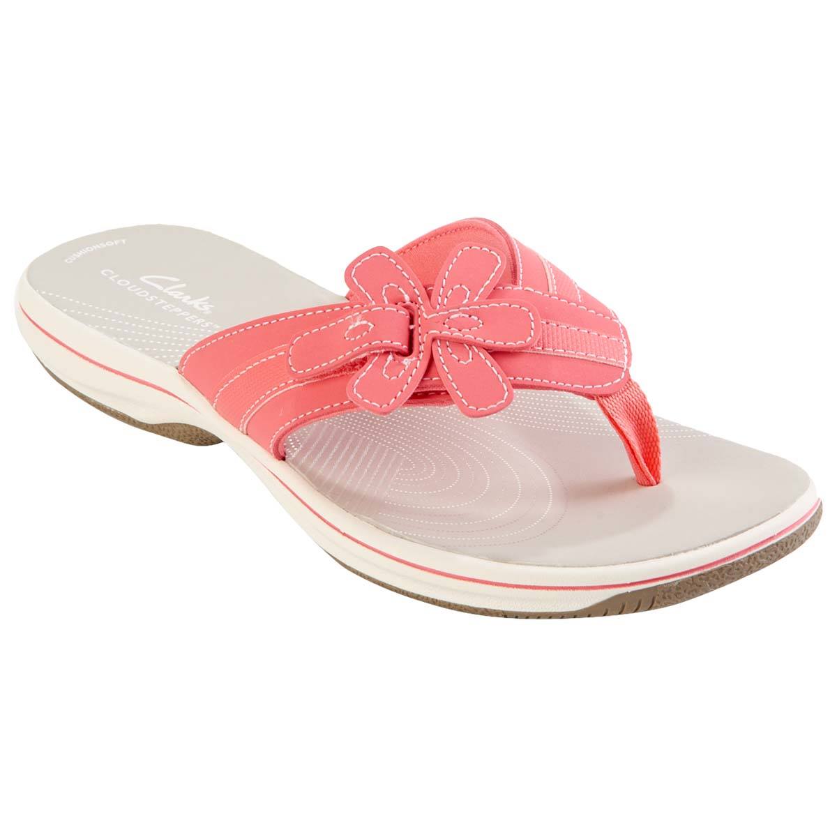 Open Video Modal for Womens Clarks&#40;R&#41; Cloudsteppers&#40;tm&#41; Brinkley Flora Flip Flops