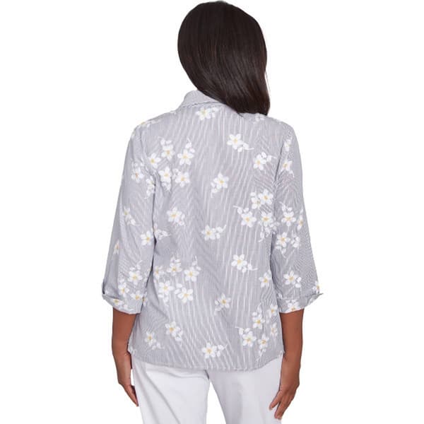 Womens Alfred Dunner Dress Code Floral Stripe Button Down