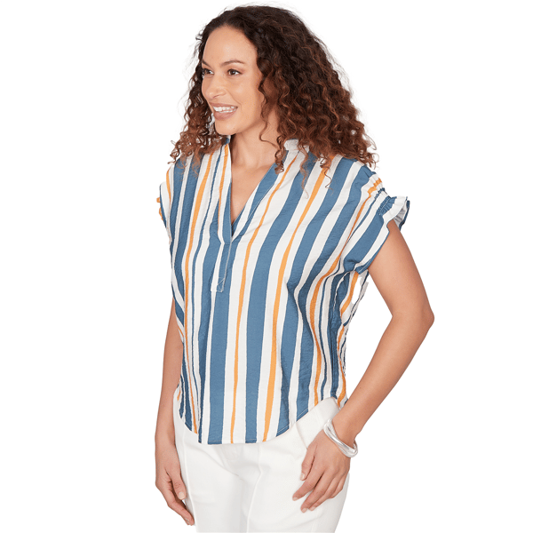 Petite Skye’s the Limit Summer Spice Striped Cap Sleeve Stripe B