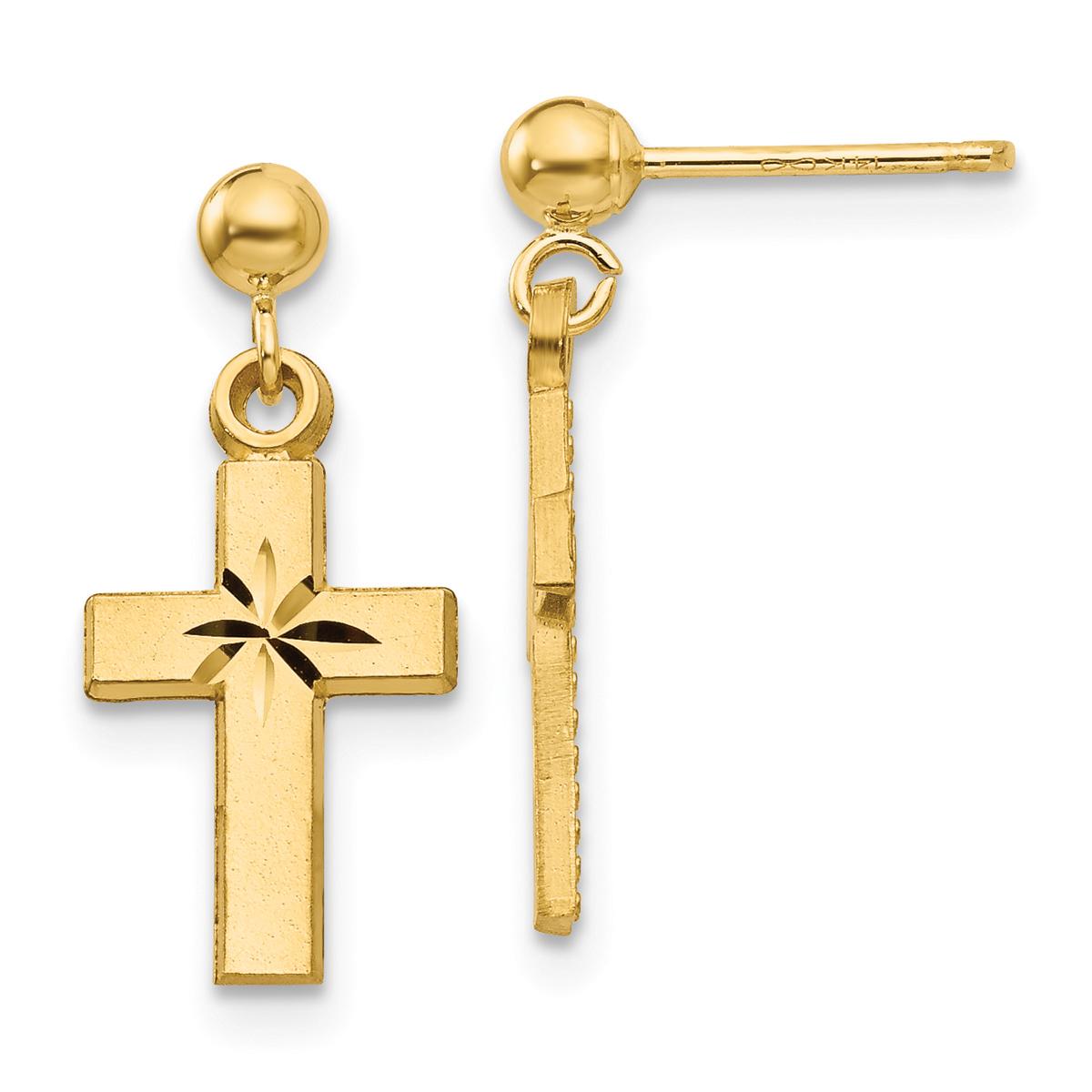Gold Classics™ 14kt. Diamond Cut Cross Dangle Earrings
