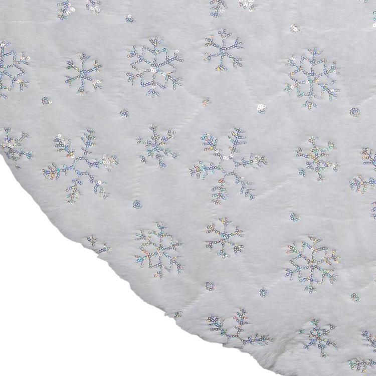 Kurt Adler 48in. White Tree Skirt w/ Snowflake Border
