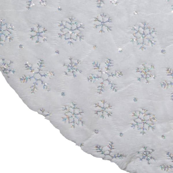 Kurt Adler 48in. White Tree Skirt w/ Snowflake Border