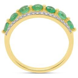Gemstone Classics™ Round Emerald with White Zircon 7-Stone Ring