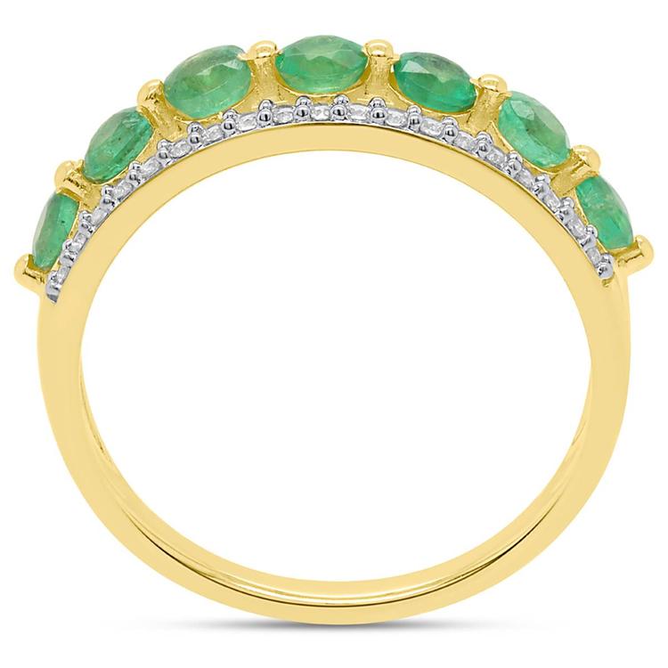 Gemstone Classics™ Round Emerald with White Zircon 7-Stone Ring