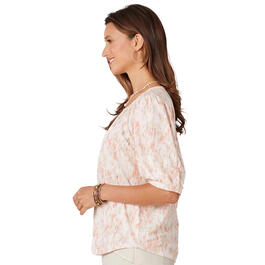 Womens Democracy Elbow Puff Sleeve Ruched Blouse