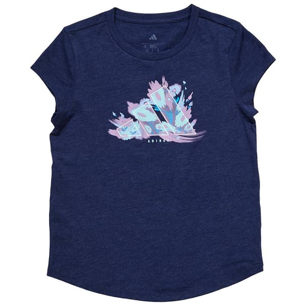 Girls (7-16) adidas(R) Heather Floral Logo Cap Sleeve Tee