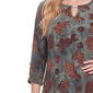 Petite NY Collection 3/4 Ruch Sleeve Brown Floral Blouse - image 4