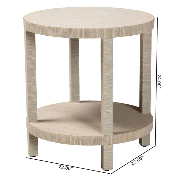 bali & pari Rocco Bohemian Woven Grasscloth End Table