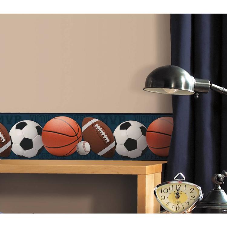 RoomMates® Sports Balls Blue Peel & Stick Border