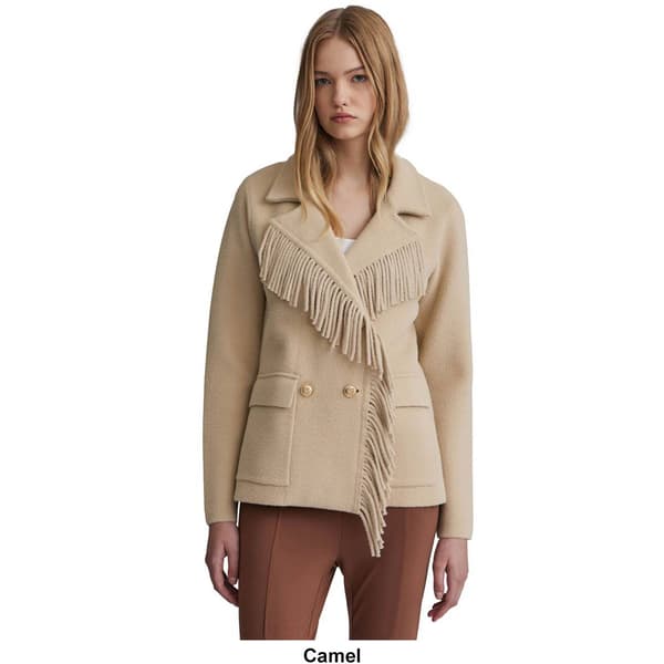 Womens NVLT Short Double Breasted Fringe Coatigan