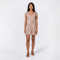 Juniors Pink Rose Stretch Lace Button Down Skater Dress - Peach - image 1