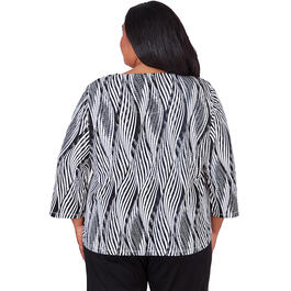Plus Size Alfred Dunner Opposites Attract Knit Swirl Texture Blou