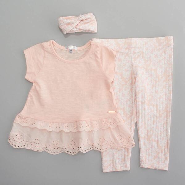 Baby Girl &#40;12-24M&#41; Tahari Eyelet Hem Top/Rib Floral Leggings Set - image 