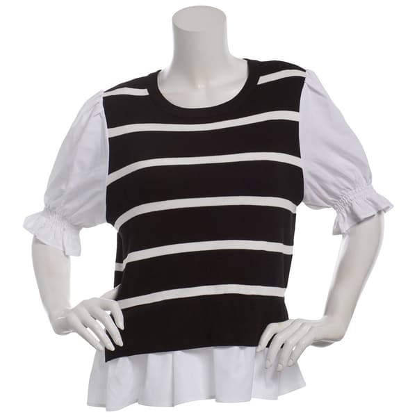 Womens Nanette Lepore Elbow Sleeve Stripe Two In One Sweater - image 