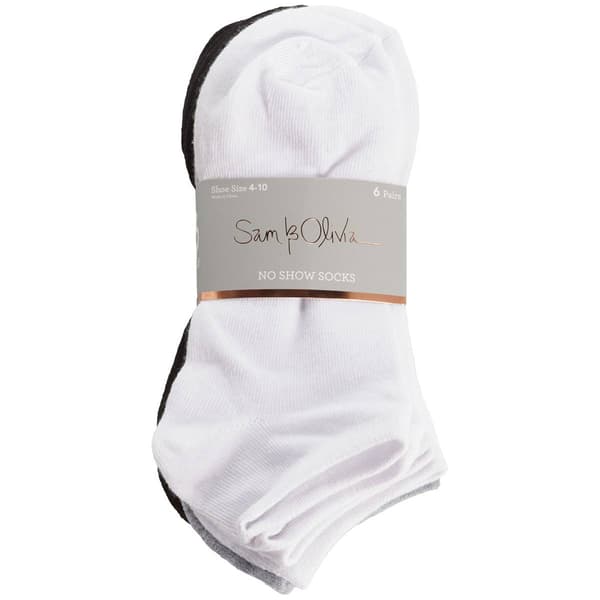 Womens Sam & Olivia 6pk. Solid Crew Socks