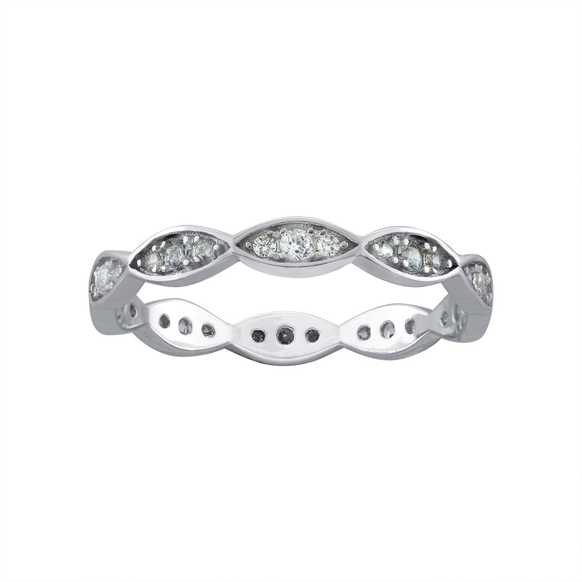 Athra Sterling Silver Marquis Shape CZ Band Ring