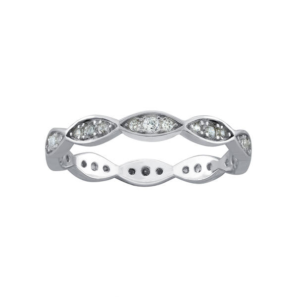 Athra Sterling Silver Marquis Shaped Cubic Zirconia Band Ring - image 