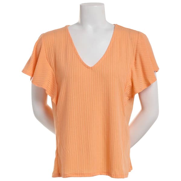 Womens New York Laundry Multi Rib Sleeveless Tee - Melon Coral - image 