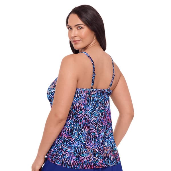 Plus Size American Beach Sparks Frenzy Tiered Tankini Swim Top