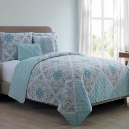 VCNY Home Windsor Reversible Medallion Aqua Quilt Set
