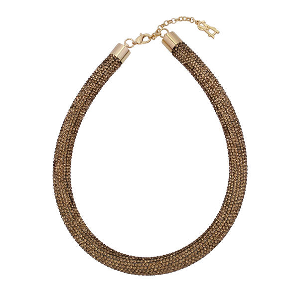 Steve Madden Gold Rope Mesh Glistening Pave Collar Necklace - image 