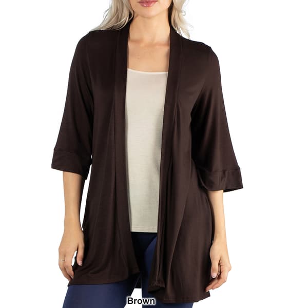 Womens 24/7 Comfort Apparel Elbow Length Open Front Cardigan