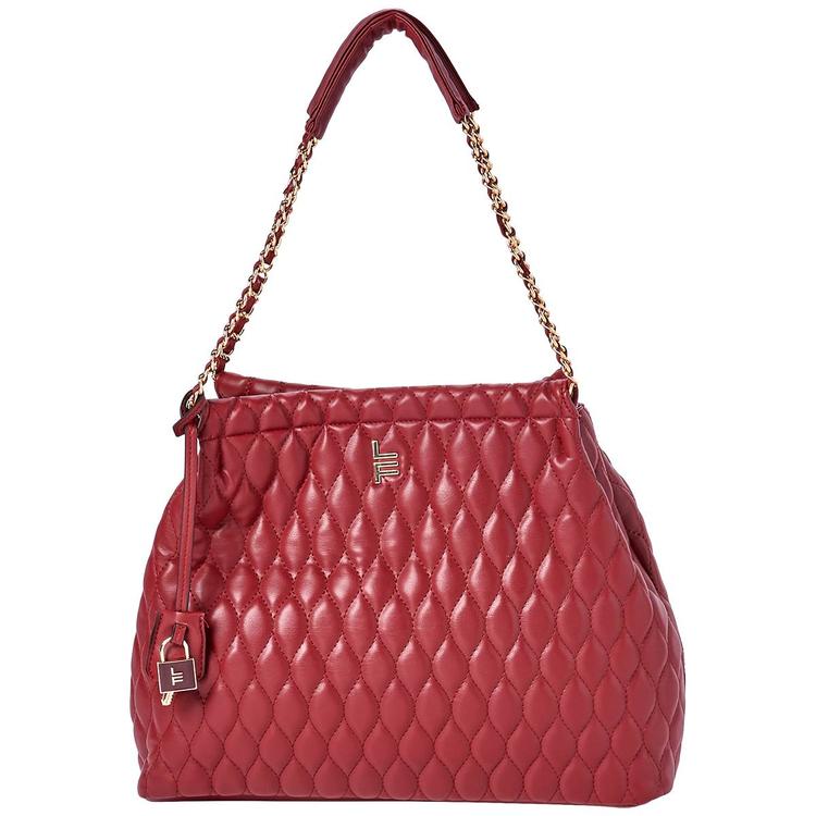 London Fog Quilted Hobo with Chain Handle