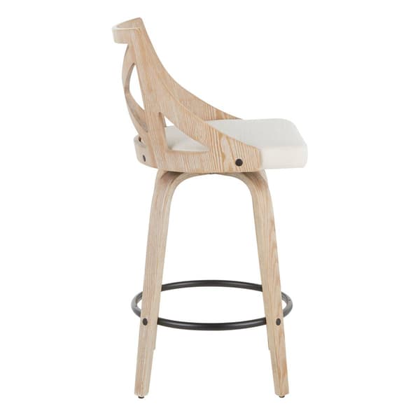 LumiSource Charlotte Farmhouse Swivel Counter Stools - Set of 2