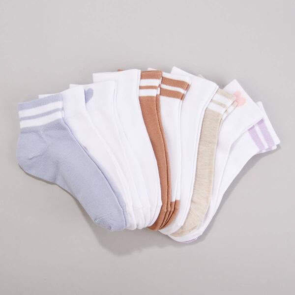 Girls Luna Mellow 10pk. Sport Stripe Quarter Socks - image 