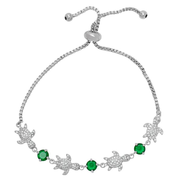 Gemstone by Gianni Argento Silver Plated Emerald Turtle Bracelet - image 