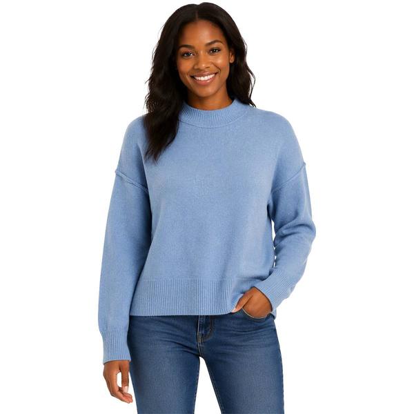 Juniors No Comment Oversized Exposed Seam Mock Neck Sweater - image 