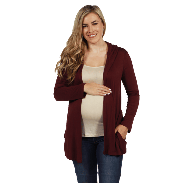 Plus Size 24/7 Comfort Apparel Hooded Maternity Cardigan