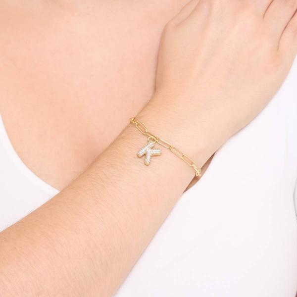 Athra 14kt. Gold Over Brass CZ K Initial Bracelet