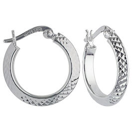 Sterling Silver Diamond Cut Tube Hoop Earrings