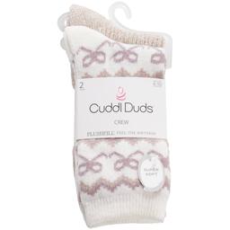 Womens Cuddl Duds(R) 2Pk Chevron Bow/Chain Stitch Crew Socks
