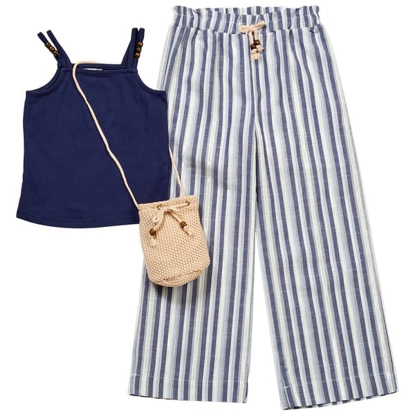 Girls (7-12) BTween(R) Beaded Strap Top w/ Wide Leg Pants Set - image 