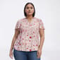 Plus Size Napa Valley Short Sleeve Floral Clip Dot Henley Blouse - image 1