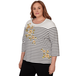 Plus Size Alfred Dunner Classics Sunflower Stripe Blouse