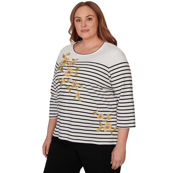 Plus Size Alfred Dunner Classics Sunflower Stripe Blouse