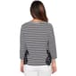 Womens Ruby Rd. Sunset Blvd 3/4 Sleeve Stripe Lace Blouse - image 2