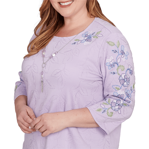 Plus Size Alfred Dunner Hilton Head Floral Embroidery Blouse