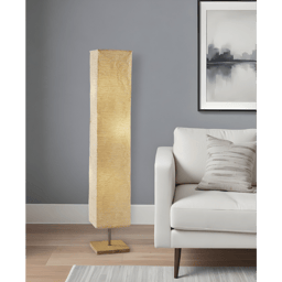 HomeRoots 58in. Natural Column Floor Lamp With Paper Shade