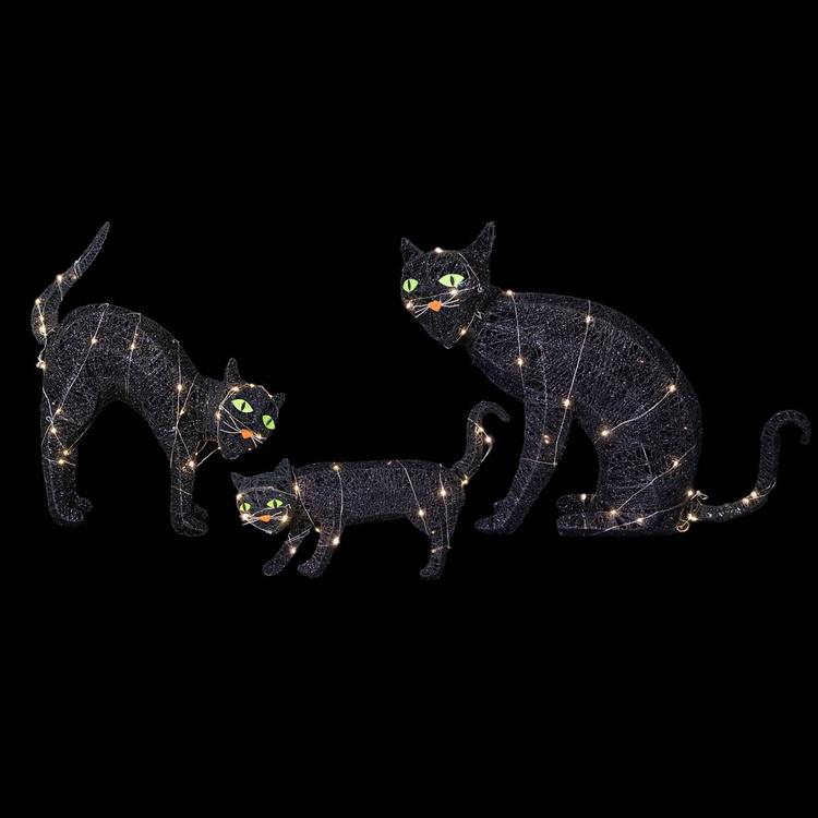 Northlight Seasonal Set of 3 LED Black Cat Outdoor Decor