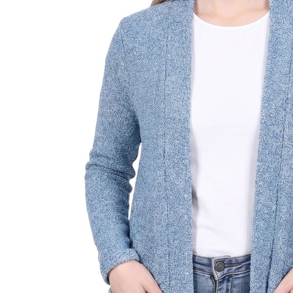 Womens NY Collection Textured Heathered Long Cardigan