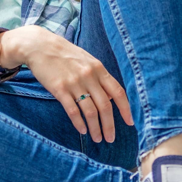 Gemstone Classics&#8482; Lab Created Emerald & White Sapphire Ring
